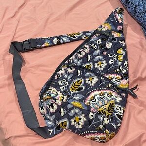 Vera Bradley Navy Floral Quilted Crossbody Sling Bag